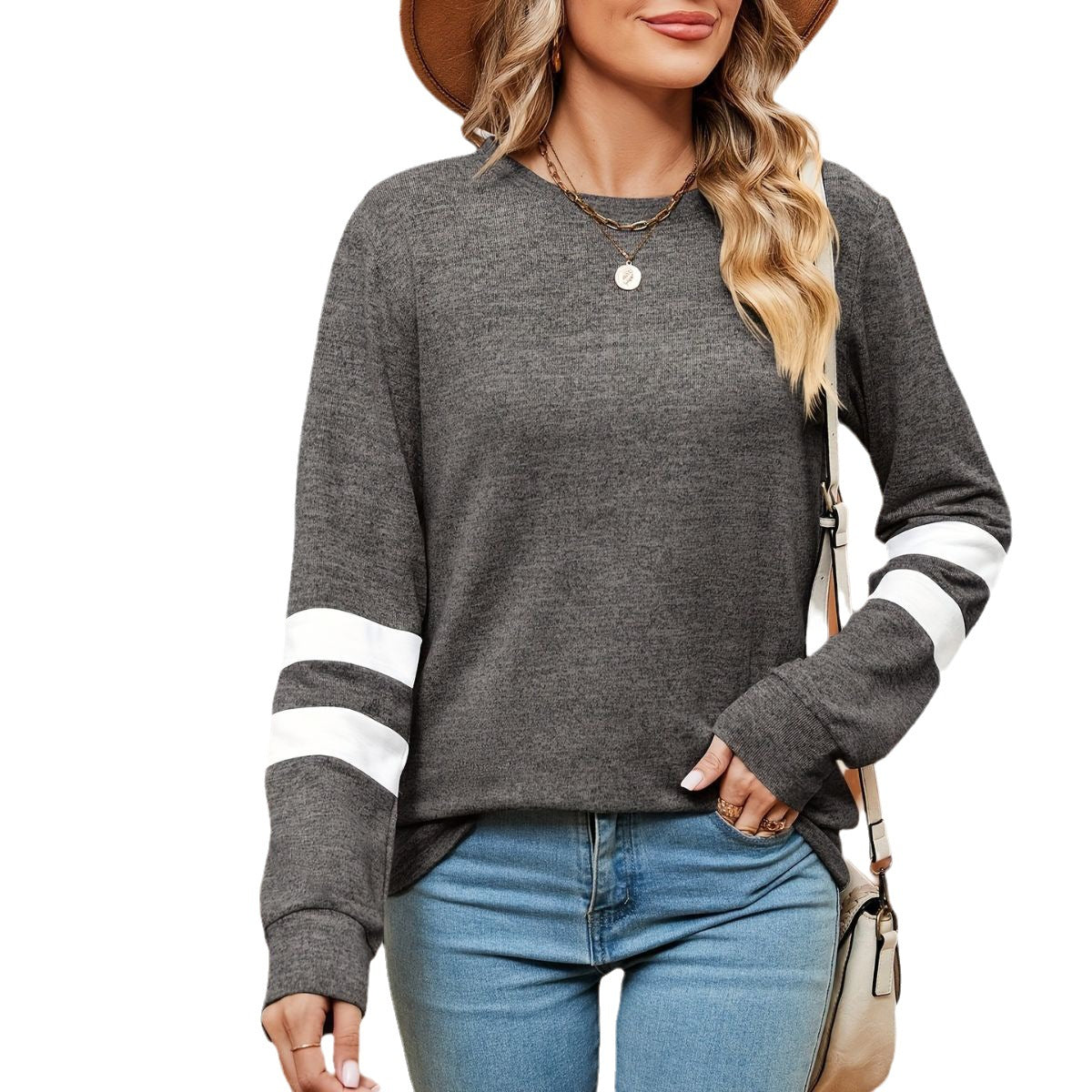 Damen sportliches Sweatshirt mit dekorativen Streifendetails Stalluxe