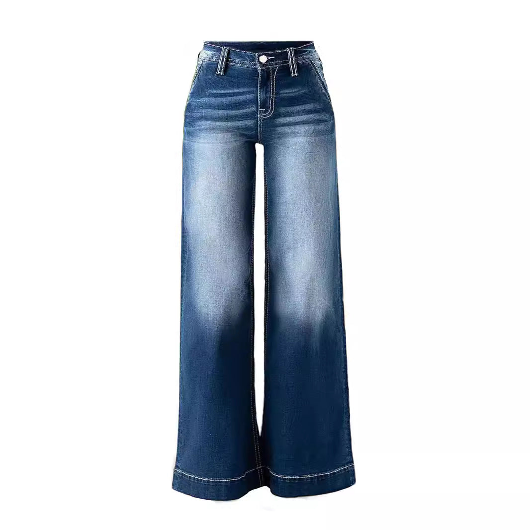 Damen Weit geschnittene Denim-Hosen Stalluxe