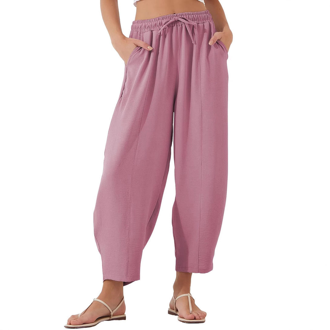 Damen Bequeme und luftige Freizeithose mit elastischem Bund und Seitentaschen Stalluxe