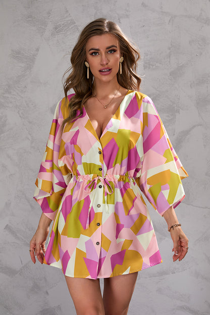Damen Freizeit-Kleid mit floralem Design und Taillengürtel Stalluxe