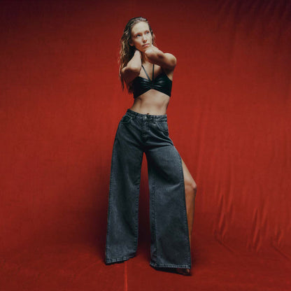 Damen lässige High-Waist Jeans im Vintage-Stil Stalluxe