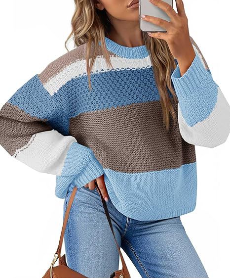 Damen Grobstrickpullover mit Farbblockdesign und oversized Schnitt Stalluxe
