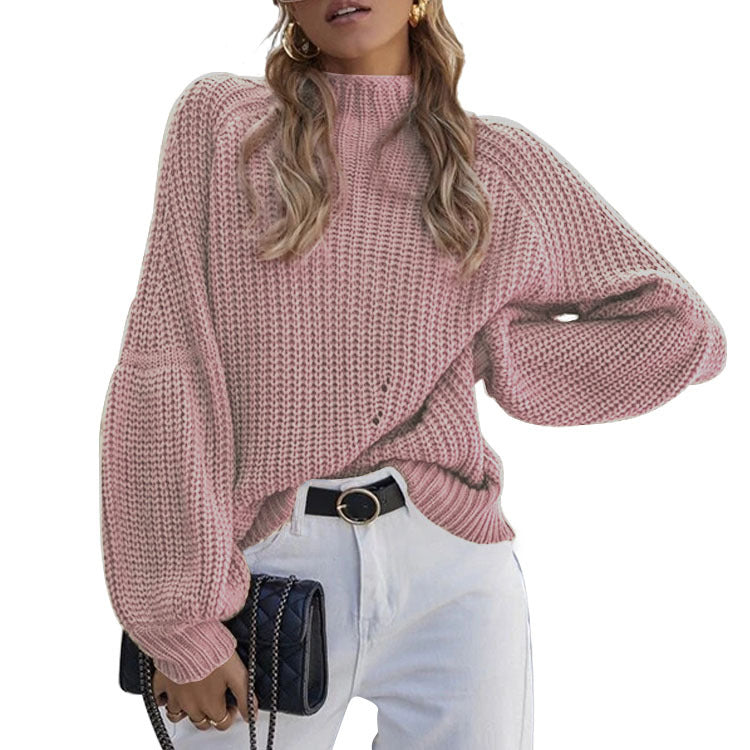 Damen Strickpullover mit weitem Schnitt und modernen Puffärmeln Stalluxe