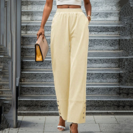 Damen Weite Culotte mit modischen Knopfdetails Stalluxe