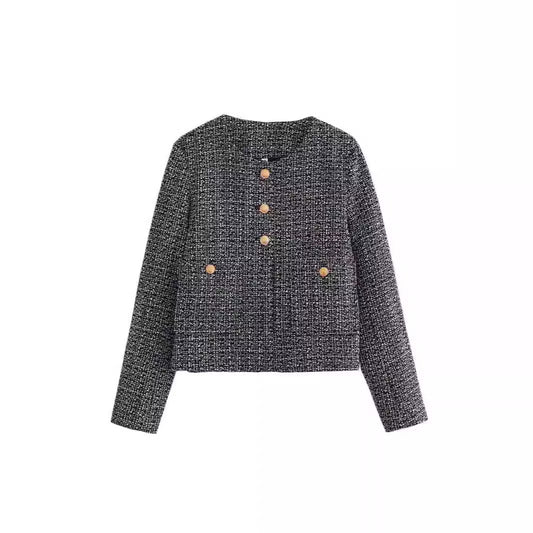 Damen Elegante Kurzjacke mit Knopfverschlüssen und aufgesetzten Taschen Stalluxe
