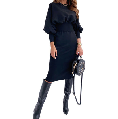 Damen Sweatkleid mit ballonförmigen Ärmeln und figurbetontem Schnitt Stalluxe