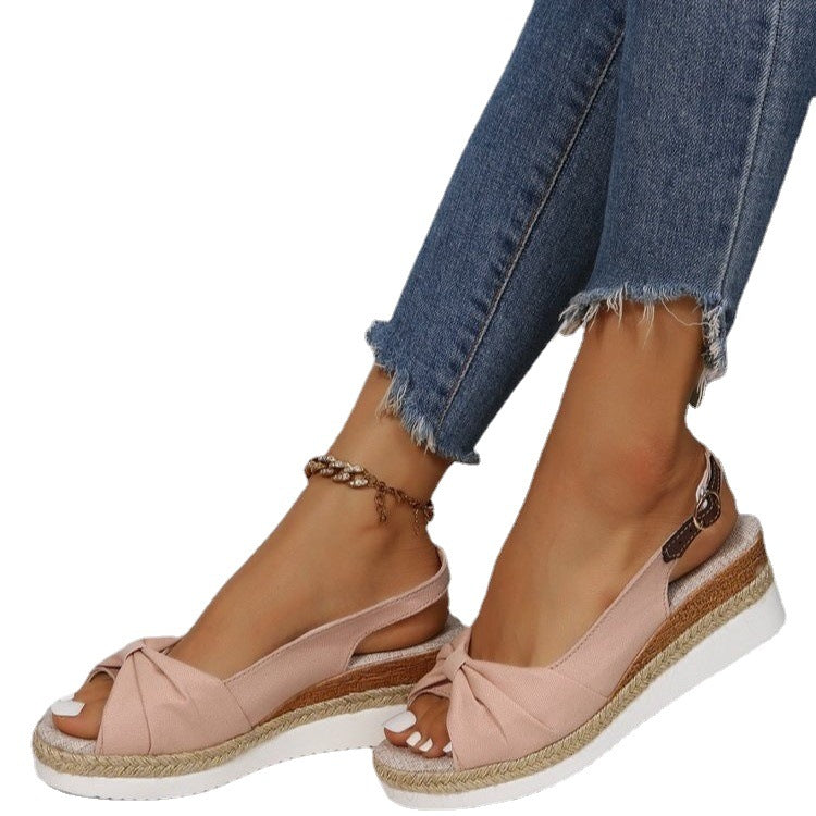 Damen Wedge-Sandalen mit elegantem Knoten und komfortablem Fußbett Stalluxe