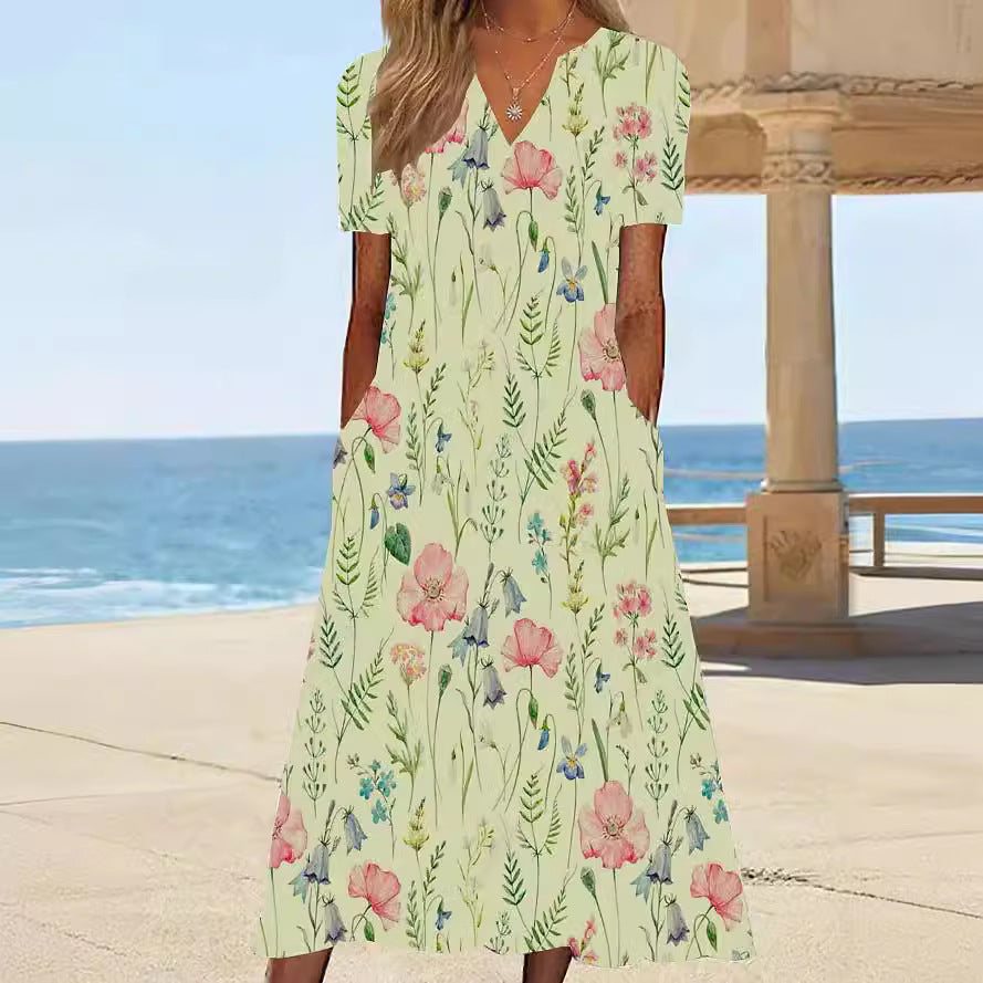 Damen Blumengemusterte Sommerkleid mit Taschen Stalluxe