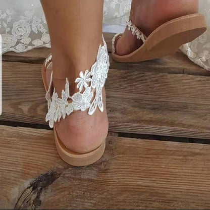 Damen Blumendekorierte Riemensandalen mit ergonomischer Sohle Stalluxe