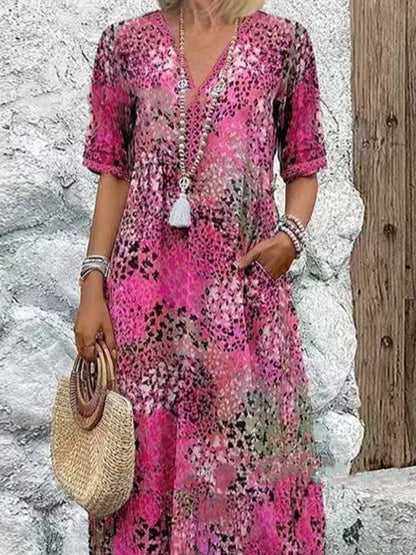 Damen Modisches Freizeitkleid mit floralem Muster und seitlichen Taschen Stalluxe