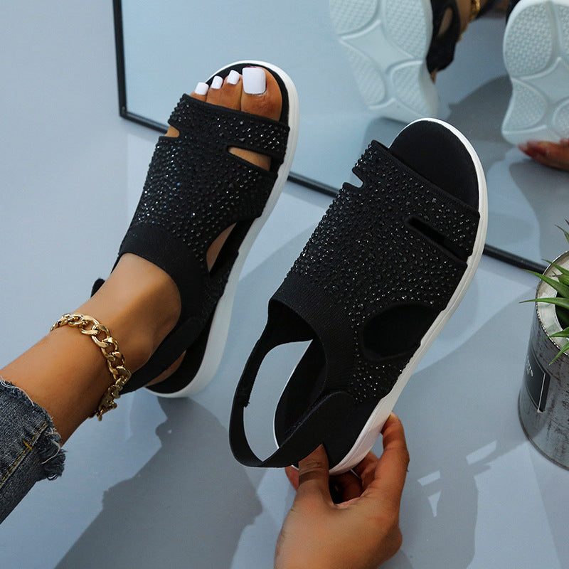 Damen modische Sandalen mit Strassverzierungen und gepolstertem Fußbett Stalluxe