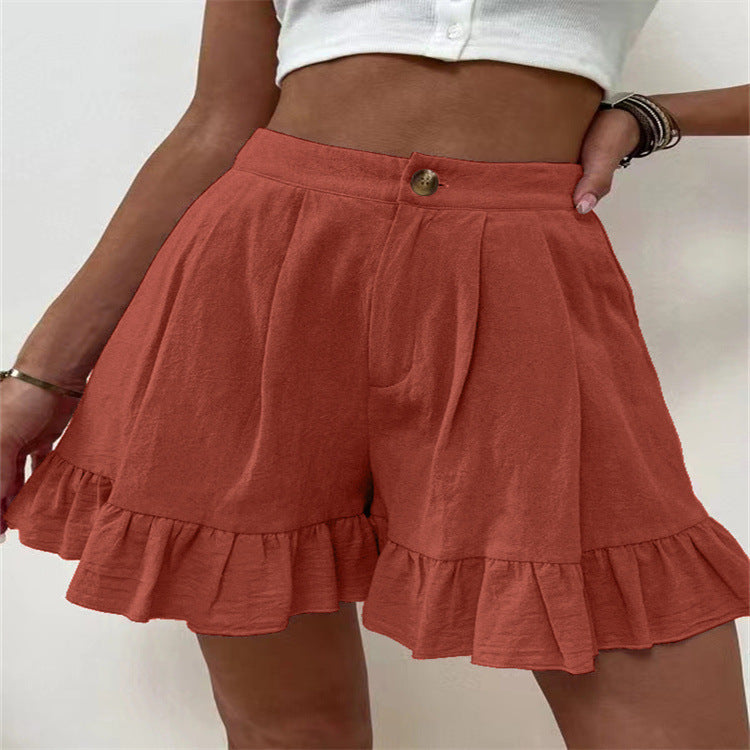 Damen Volant-Shorts mit elastischem Bund und seitlichen Taschen Stalluxe