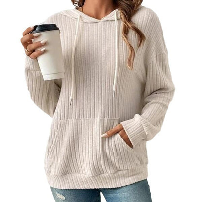 Damen Lässiger Kapuzenpullover mit Rippstruktur und praktischer Kängurutasche Stalluxe