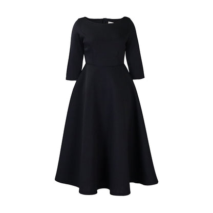 Damen elegantes Cocktailkleid mit A-Linien Schnitt und halblangen Ärmeln Stalluxe