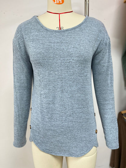 Damen lässiges Longsleeve Oberteil mit modernen Knopfdetails Stalluxe