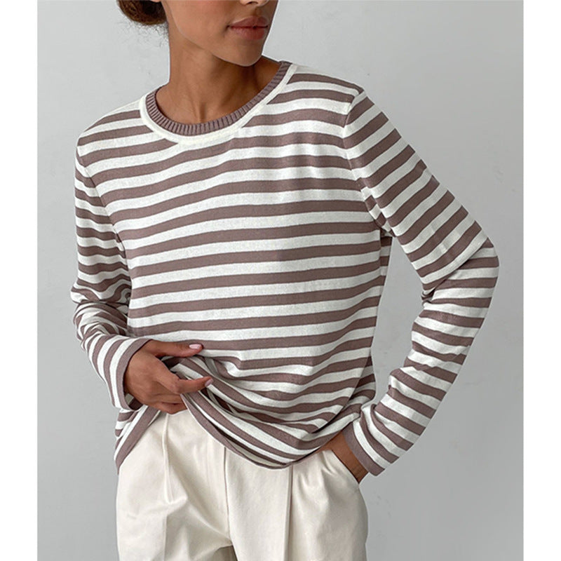 Damen lässiger Strickpullover mit gestreiftem Muster und weitem Schnitt Stalluxe