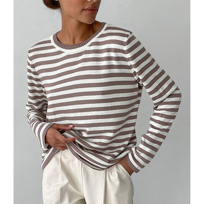 Damen lässiger Strickpullover mit gestreiftem Muster und weitem Schnitt Stalluxe