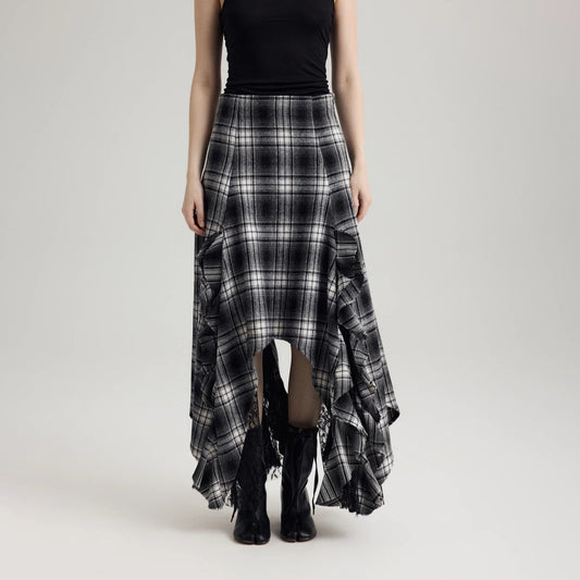 Damen Maxirock mit asymmetrischem Saum und Rüschendetails Stalluxe