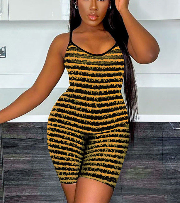 Damen Modellierender Jumpsuit mit schmalen Trägern und grafischem Streifenmuster Stalluxe
