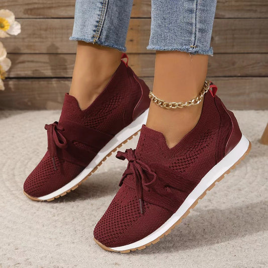 Damen Sportliche Sneakers mit atmungsaktivem Strickmaterial und elegantem Schnürsystem Stalluxe