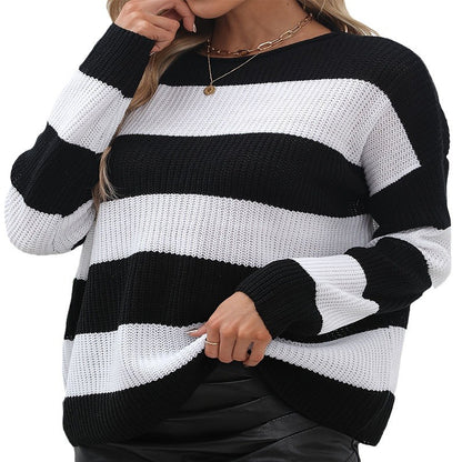 Damen lockerer Freizeitpullover mit trendigem Streifenmuster und lässigem Schnitt Stalluxe
