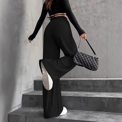 Damen Weit geschnittene Plissee-Hose mit elastischem Bund und praktischen Taschen Stalluxe