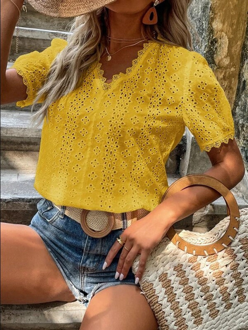 Damen Bluse mit Lochstickerei Stalluxe