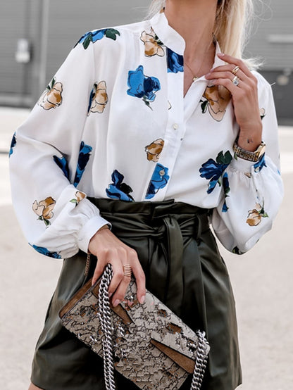 Damen Bluse mit floralem Design und eleganten Puffärmeln Stalluxe
