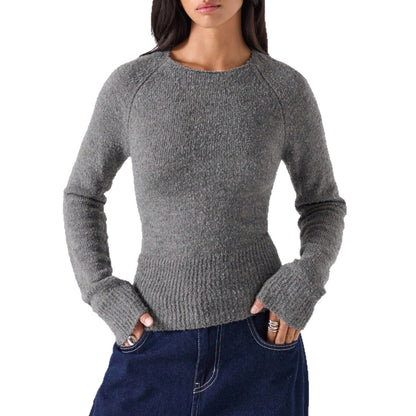 Damen Strickpullover mit geripptem Saum und bequemem Schnitt Stalluxe