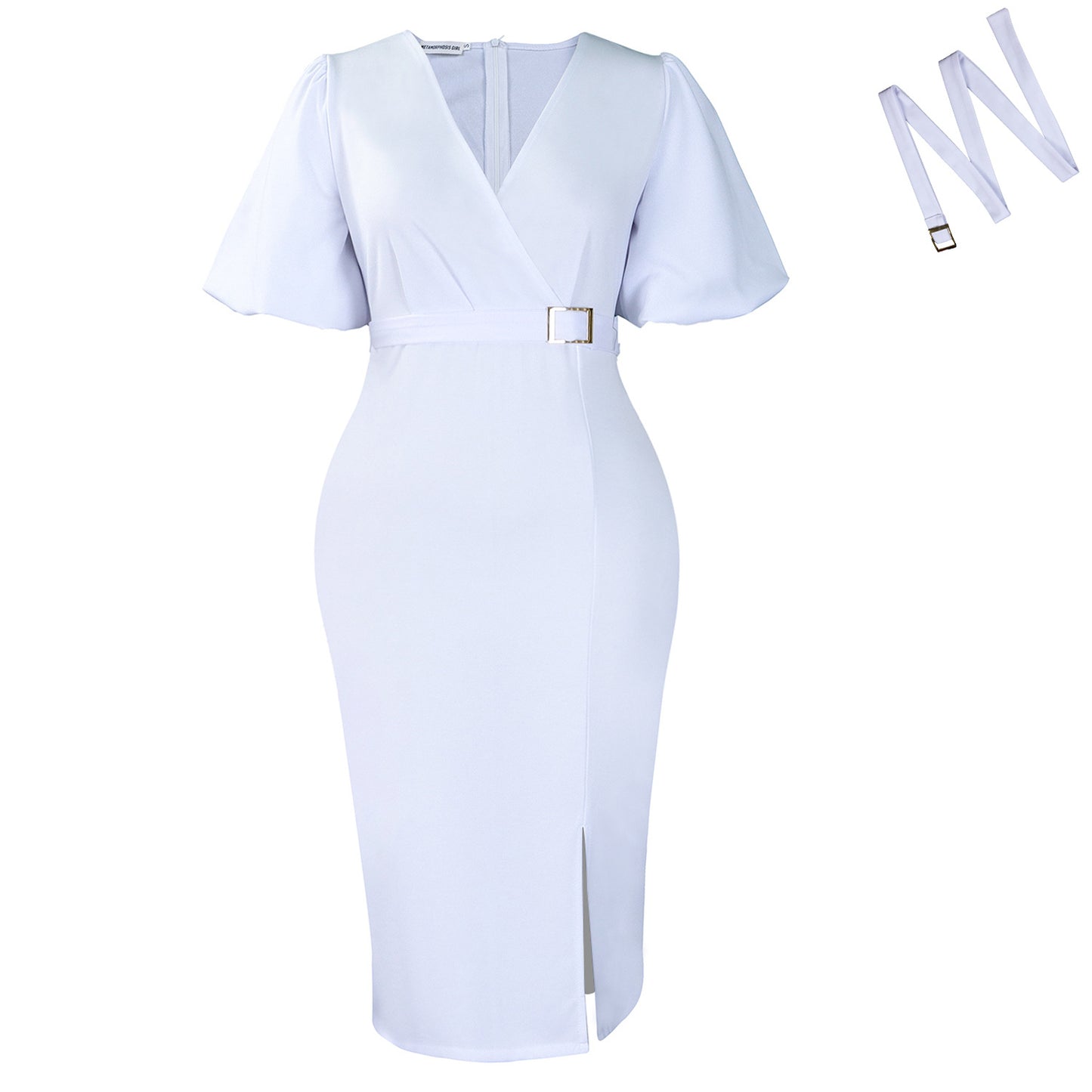 Damen Wickelkleid mit eleganter Akzentgürtelschnalle Stalluxe