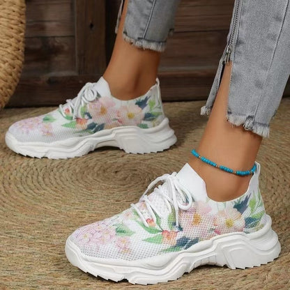 Damen modische Sneakers mit floralem Design und gepolsterter Sohle Stalluxe