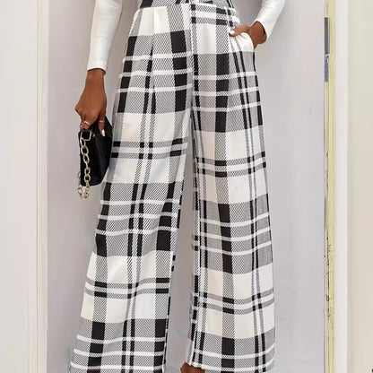 Damen Modische weit geschnittene Karohose Stalluxe