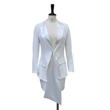 Damen Blazer mit asymmetrischem Saum und elegantem Revers Stalluxe