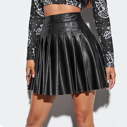 Damen Plissierter Rock im eleganten Wetlook Stalluxe