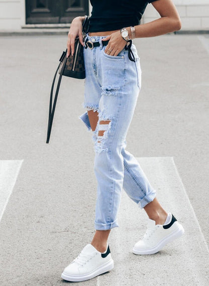 Damen Ripped Boyfriend Jeans im lässigen Vintage-Stil mit hohem Bund Stalluxe