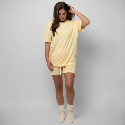 Damen lässiges Set mit oversized T-Shirt und Shorts Stalluxe