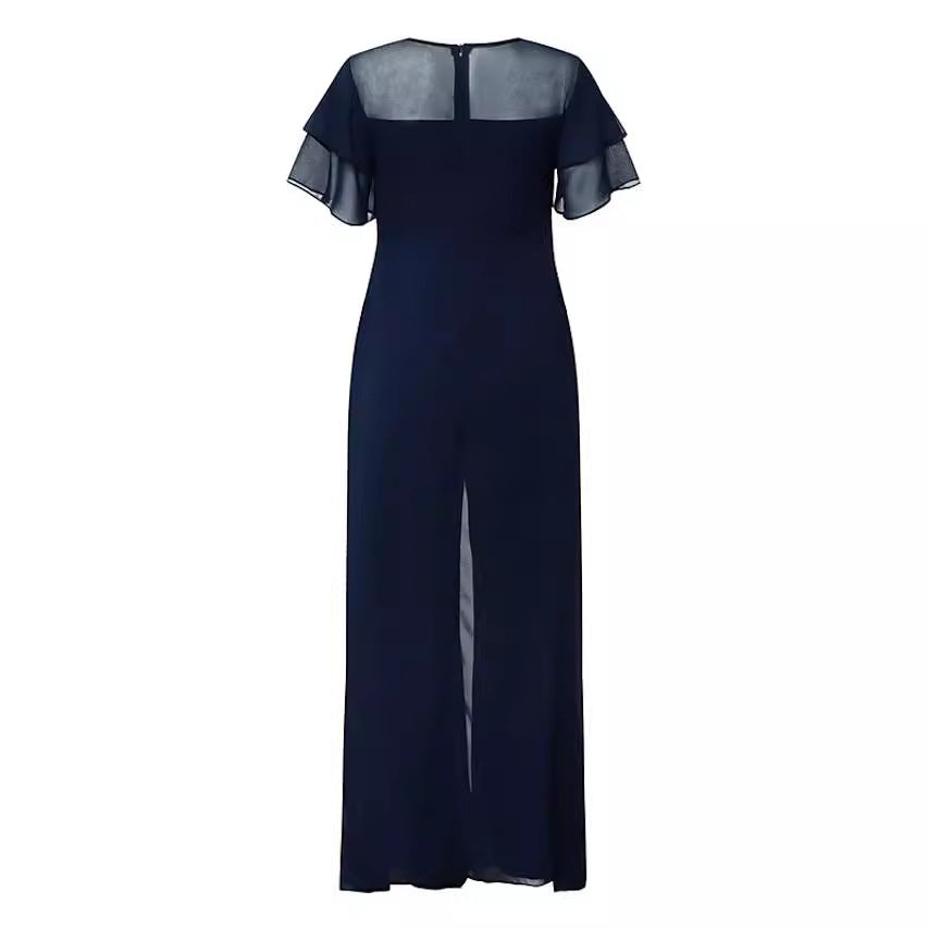 Damen Chiffon Jumpsuit mit voluminösen Ärmeln und eleganter Wickeloptik Stalluxe
