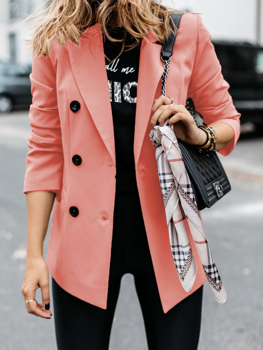 Damen eleganter Blazer mit doppelter Knopfleiste und tailliertem Schnitt Stalluxe