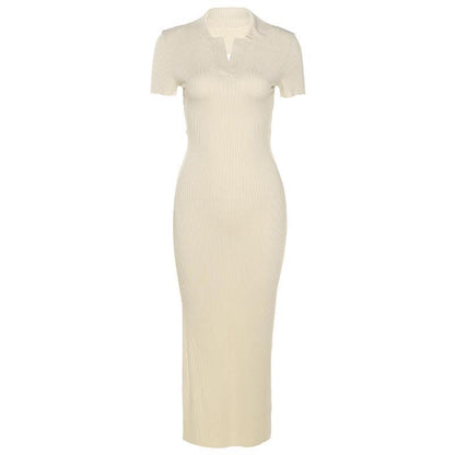 Damen figurbetontes Midi-Kleid mit V-Ausschnitt Stalluxe