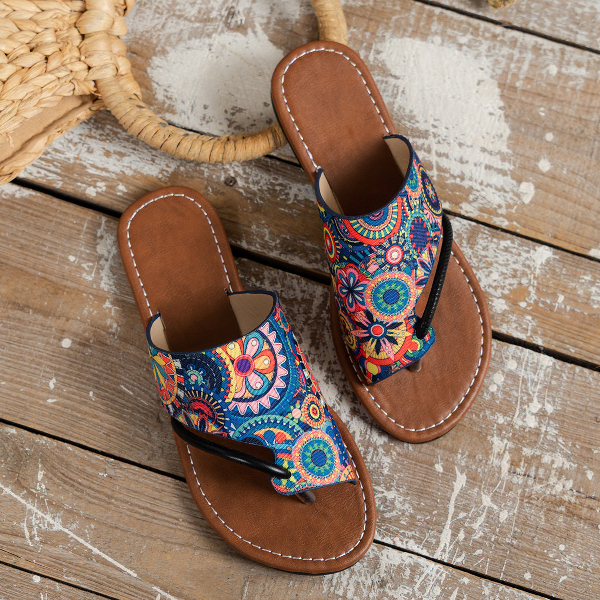 Damen Bunte Zehentrenner Sandalen Stalluxe