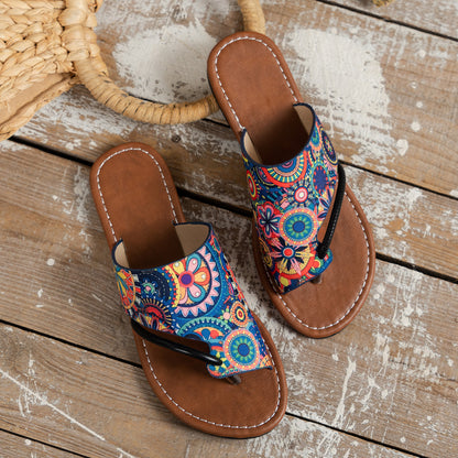 Damen Bunte Zehentrenner Sandalen Stalluxe
