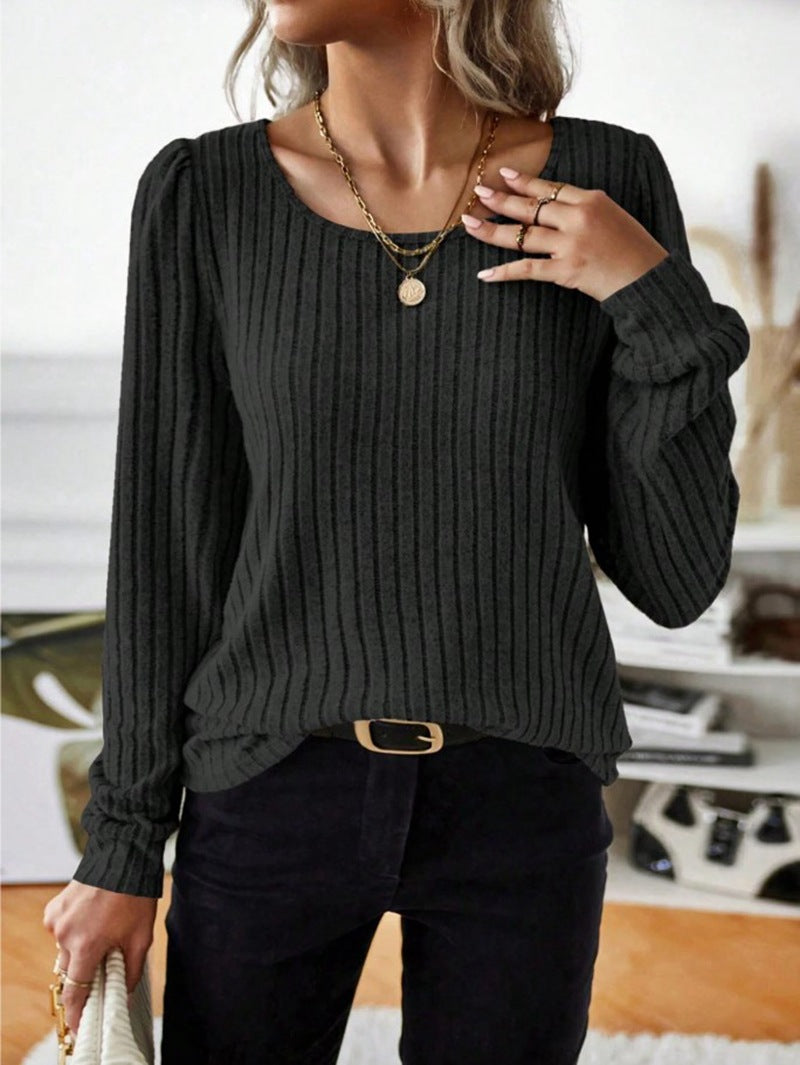 Damen Gestreifter Pullover mit Puffärmeln Stalluxe