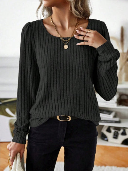 Damen Gestreifter Pullover mit Puffärmeln Stalluxe