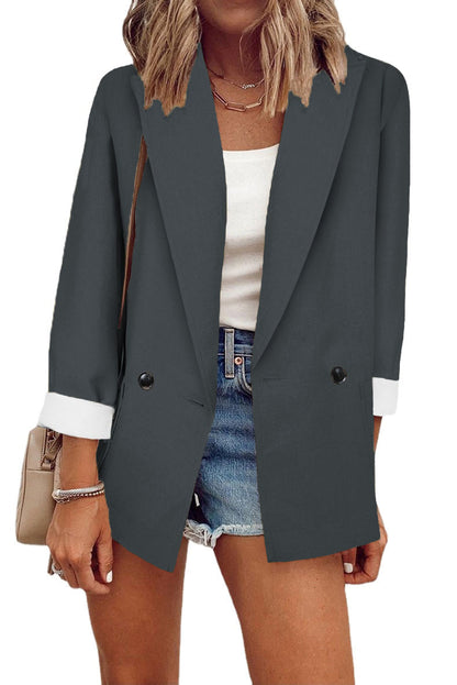 Damen modischer Blazer im Oversized-Schnitt mit tiefen Taschen und umgeschlagenen Ärmeln Stalluxe
