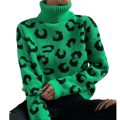 Damen Stehkragen Pullover mit Leopardenmuster Stalluxe