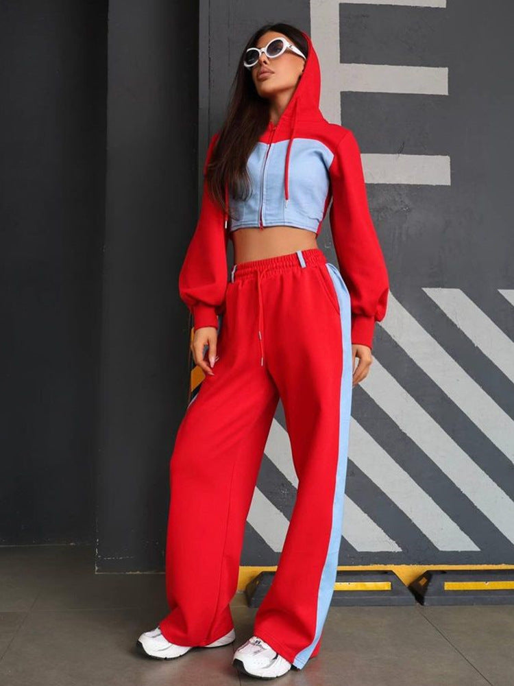 Damen modischer Hoodie und weite Sporthose Set Stalluxe