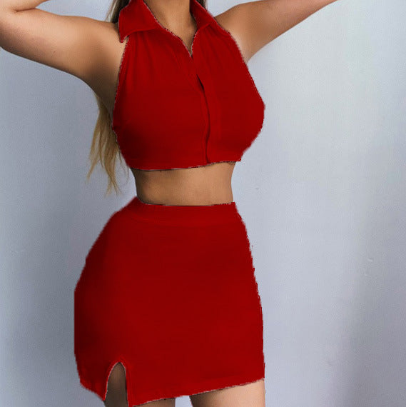 Damen figurbetontes Crop-Top und Rock Twin-Set Stalluxe