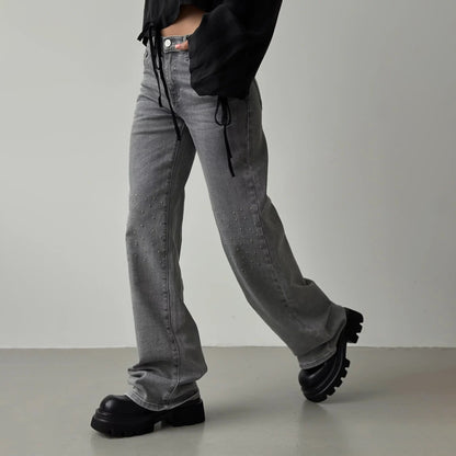Damen Hochgeschnittene Jeans mit modischem Distressed-Design und originellen Nieten Stalluxe