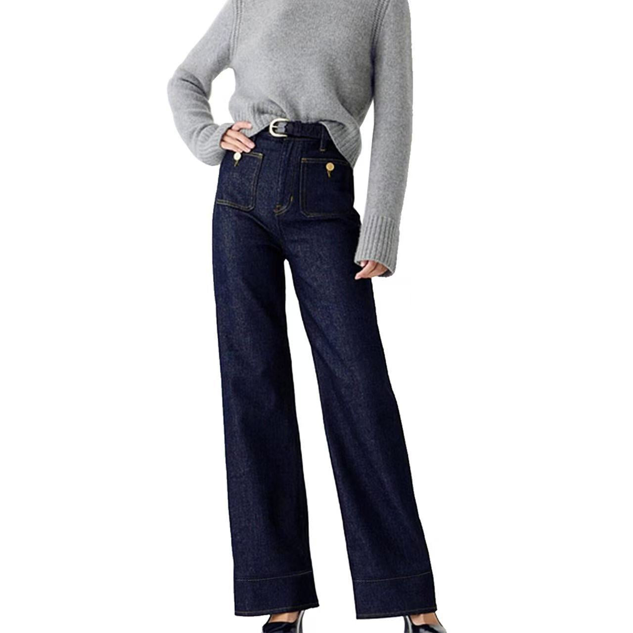 Damen Weite Jeans mit modischem Saum Stalluxe