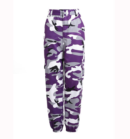 Damen Camouflage Sporthose mit Elastischem Bund und seitlichen Taschen Stalluxe